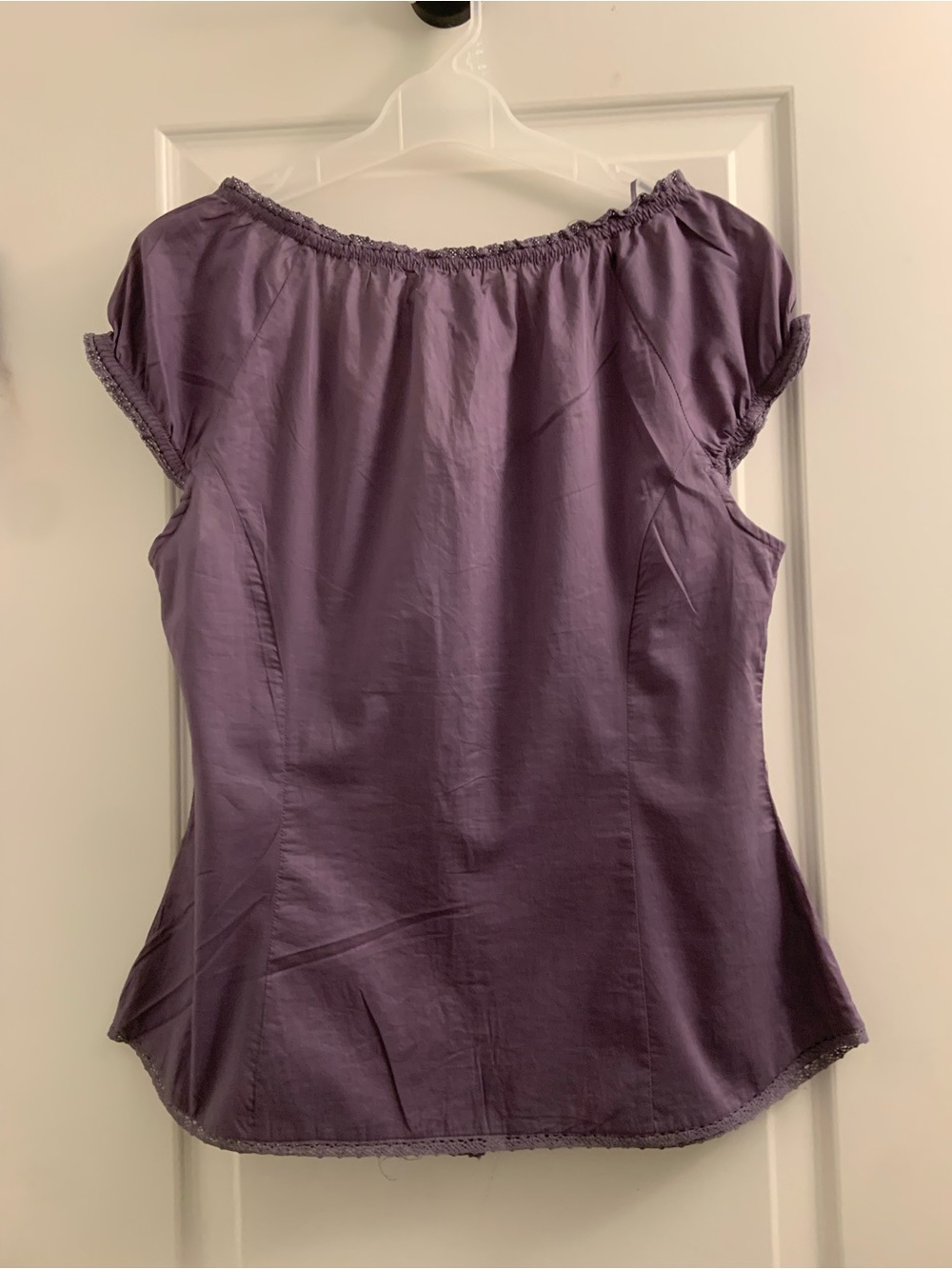 George Lavender Button-Front Ruffle Sleeve Top - Picture 8 of 10